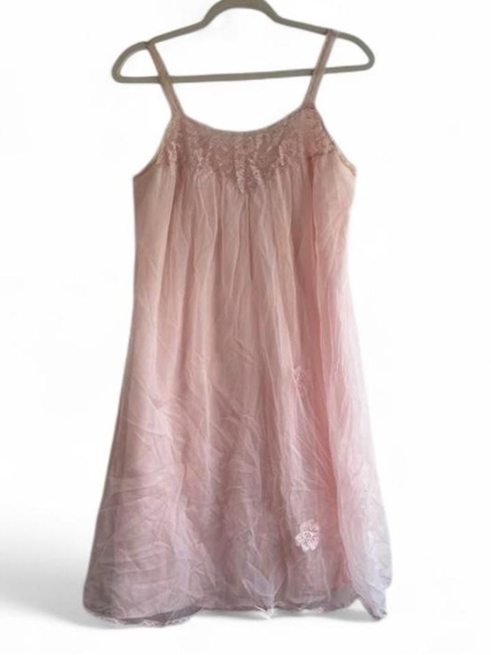 Vintage Kayser Pastel Pink Layered Chiffon Babydoll Mini Dress Size S